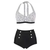 2021 new split bikini small high waist button design strap bubble jacquard swimsuit