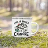 Mugs Wildfire Printing Camper Cup Wildfire Emamel Cup Adventure Wildfire Party Beer Juice Cup Campers Life Is Better J240428
