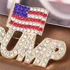 Broches Trump Flag Broche Mulheres Meninas de jóias brilhantes para roupas Pinos anti-deslizamento Pinos divertidos Crachistas criativos de lapela