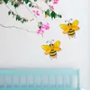 Metal Bee Outdoor Decor 2Pcs Bumble Wall Glass Art Sculptures Home Ornaments Hanging Garden Decoration 240411