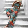 Verão Sexy Sexy Bohemian Leaf Print Leaf Leaf Macaces Mulheres sem mangas com macacões longas MUJER ROMPERS CASual de férias 240423