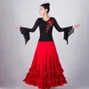 Jupe de danse de salon rouge de la sur scène Femme Flamenco Elegant Waltz tenue Costume de robe espagnole Extoïque JL2493