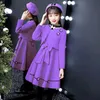 Filles automne 2024 style coréen Red Woolen costume s Robe princesse mode bébé vêtements pour enfants 240423