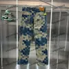 Xinxinbuy Men Women Designer Pant Paris Mosaic Letter Jacquard Fabric Denim Sets Spring Summer Casual Casual