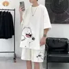 Summer Man Tracksuit Giappone Cartoon Streetwear Hip Hop Rock Cash Short Sump Short Shorts Shorts 2 pezzi Shorts Shorts 240412