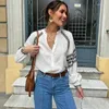 Blusas para mujeres Boho Inspirado Bordado Floral Bordado Camisa Blanca Summer Spring Bohoemian Mujeres en V-Cotón étnico