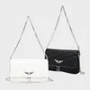 Zadig Voltaire Designer Bag Back Black Whits Wings Crossbody Designers Women Counter Counter Bags Silver Chain Poundes Designers Woman Handbag Womens Cross Body Bag Luxury Bag
