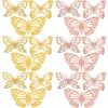 Flores decorativas 48 PCs 3D Decalques de borboletas Floras de borboleta ocorrem oco para a parede DIY Pequenos adesivos Ornamento de papel