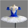 Dancewear Flower Professional Ballet Tutu White Lake Platter Romantic Ballerina Party Dance Costume Balett Dress Girl Drop Delivery DH0FQ