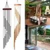 Garden Decorations 12 Tubes Wind Chimes Aluminum Tube + Pine Metal Pipe Wind Chimes Bells Decor Outdoor Yard Decoration Large Wind Chimes Bells