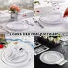 Dinnerware Sets 70Pcs Silver Tableware Set Dinner Plates Dessert Knife Fork Spoon Plate Flatware Home