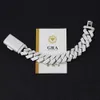 Yu Ying Luxury Cuban Chain 20mm幅ラウンドと男性用MoissaniteチェーンS925シルバーチェーンヒップホップネックレス