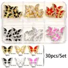 90 PCSSET 3D Luxury Butterfly Shape Metal Nail Art Decorations Jewelry Shiny Rhinestones Pearl Gems Charm Diy Accessories 240415