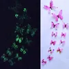 Autocollants muraux 12pcs / Set Luminous Butterfly Autocollant salon papillons pour la décoration de fête de mariage Home 3D Fridge Wallpaper