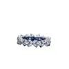 Mulheres banda tiifeany anel jóias de jóias de diamante multi corte s925 prata pequena xo azeitona em forma de moda circular de moda