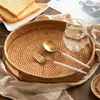 Set di stoviglie per cesti da pranzo per cesti da pranzo per cestino per rattan per le bevande vassoio intrecciate in vimini