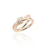 Women Band Tiifeany Ring Jewelry Ailings same knot ring S925 silver plated 18K gold set with zircon simple temperament ribbon pair