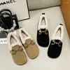 Casual Shoes Winter Women Short Plush Outdoor Sewing Slip-On Ladies Non-Slip Bottom Moccasins Kvinnliga lägenheter