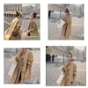 Designer di trench da donna Designer 2022 Coat in stile plaid europeo e americano Luxio Punti finti Due gocce a metà lunghezza sciolta Deliv otb1x