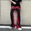 Y2K Fashion Letter Embroidery Baggy Jeans Flare Pants Men kleding Rechte vrouwen Hip Hop lange broek ROPA HOMBRE 240415