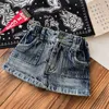 Mode barn kort denim kjol dd stil flickor dubbel ficka cowboy kjol sommar flickor designer kläder z7920