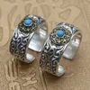 Cluster Ringe Bocai Real S925 Silber Mode Schmuck personalisierte Rattan Blumen Männer und Frauen türkis Retro Punk Trend Geschenke