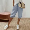 Frauenhose Sommer für Frauen plus Größe Damen Mode Mody Mody Large Pocket Elastic Cason Capris Frau Hosen