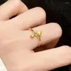 Cluster Rings Genuine 999 Gold Color Bell Orchid Ring For Women Bride Thick Adjustable Jewelry Gifts Accessories Oro Puro De 24 K