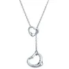 Luxury Tiifeniy Designer Pendant Colliers Double Heart Coutrage lisse d'amour clair décontracté polyvalent Longueur réglable en argent sterling 925