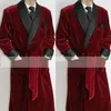 Costumes pour hommes Velvets décontractés Blazer Blazer Bourgogne Black Slip Slim Fit Custom Male Vêtements Luxury Tenues 2024