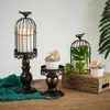 Candle Holders Iron Bird Cage Holder Cut-out Butterflies Hollow Vintage Candlestick Wedding Decoration Stand Table Decor