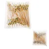 Forks 100pcs 4.7in Gold Beads Bamboo Fruit Sticks Salad Snack Fork Cocktail Decor Cake Buffet Toothpicks Wedding Party Supplies