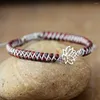 Bedelarmbanden prachtige lotus wrap string gevlochten macrame spirituele vriendschap armband femme dames sieraden