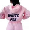 Designer Dames Hoodies Letter Print 2 -delige outfits Fox Cowl Neck Long Black Witte Mouw Sweatshirt en broek Set Tracksuit pullover Sports Pak