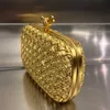 Designer -Taschen Knoten Intrecciato Metallic Leder Clutch Mini Handtaschen Frauen Party Mode Geschenksteiger Farbe mit Box 19cm
