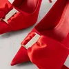 2024 new lady patent leather satin Stiletto Heel heels Pumps bowtie Elegant Alien heel Dress shoes Women bridal Wedding Summer pillage pionted toe party size 34-44