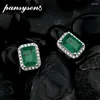 Kolczyki stadnonskie Pansysen Vintage Solid Silver 925 Rectangle Emerald Symulowany Diament Moissanite dla kobiet Wholeds Fine Jewelry