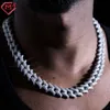 Iced Out Hiphop Moissanite Cuban Chain White Gold Plated 16mm Spiked 925 Silver Necklace Bracelet Moissanite Cuban Link Chain