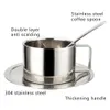 Mugs Stainless steel coffee cup set double wall heat-resistant cup with sauce spoon beverage table kitchen espresso accessories J240428