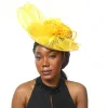 Mode nieuwe fascinator hoed vrouwen elegant kerkfeest kopstuk bruid bruid haar accessoires kentucky derby pillbox cap bloem