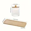 10 Oz Cotton SwabBallPad Holder with Vanity Tray Qtip Apothecary Jar Clear Bathroom Containers Dispenser for Storage 3 Pack 240424