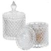 Bouteilles de rangement 2pcs en verre d'apothicary pots ensemble supporte les supports de vanité en cristal de couvercle Conteneurs de maquille