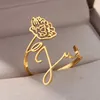 Pierścienie ślubne Nieregularne pierścionki z kwiatami ze stali nierdzewnej dla kobiet złota plated 12 miesięcy Pierścień Pierście