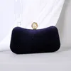 Shoulder Bags Retro Velvet Deep Blue Black Wine Red Evening Bag For Women Pearl Rhinestone Clutches Handbags Prom Party Bolsas