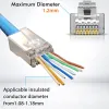 MICE HOOLNX RJ45 Connecteur Cat6A Cat6 Passe à travers les plugs modulaires STP STP PLIGNE DE NOSIFIQUE END LET ETTERNET GOLD 50U GOLD PLADET POUR LAN