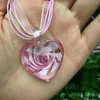 Collares colgantes de 1 set de forma rosa Murano Murano amor Floral Heart Shape Lampwork Collar para mujeres Joyas