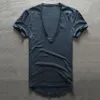 Zecmos Deep V Neck T-shirt Mężczyzny zwykłe koszule w szyku w dekolcie tope