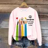 Women's Hoodies Fashion Round Neck Long Sleeved Retro Hippie All The People Living Life In Peace Printed Top Hoodie