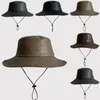 Berets Autumn Winter Western Cowboy Hat Pu Leather Fashion Camping Mountaineering 4 Färger Kvinnlig Cap Outdoor Wear