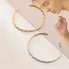 WANTME Genuine 925 Sterling Silver Fashion Glossy Twist Charm Bracelet Bangle for Women Korean Party Wedding Jewelry Gift 240424